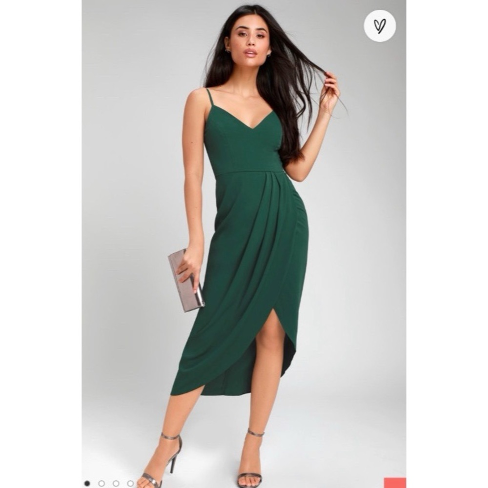 Lulus Reinette Dark Green Midi Dress